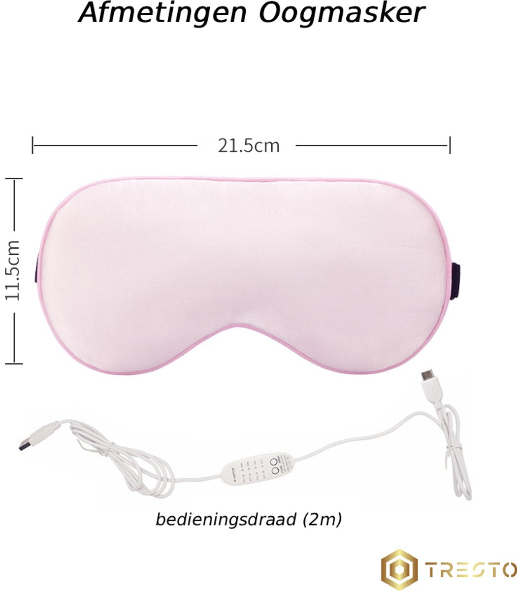 TRESTO Verwarmd Oogmasker – 100% Zijde | 4 Warmtestanden – Roze