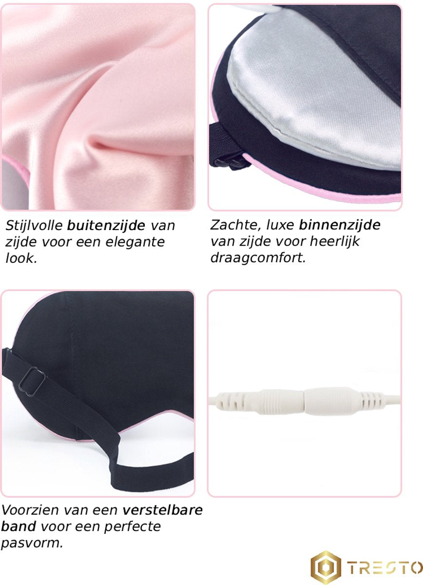 TRESTO Verwarmd Oogmasker – 100% Zijde | 4 Warmtestanden – Roze