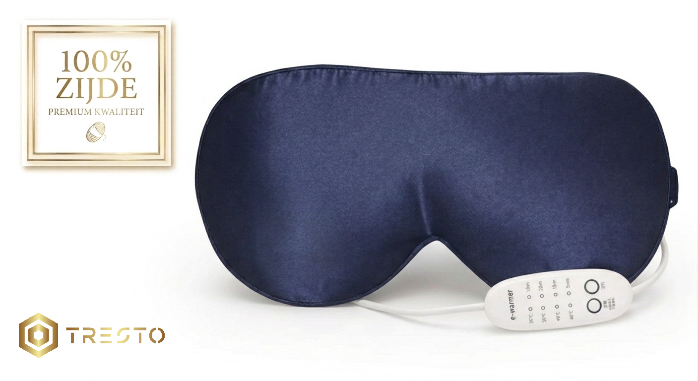 TRESTO Verwarmd Oogmasker – 100% Zijde | 4 Warmtestanden – Blauw