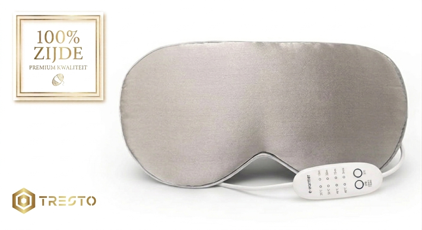 TRESTO Verwarmd Oogmasker – 100% Zijde | 4 Warmtestanden – Grijs