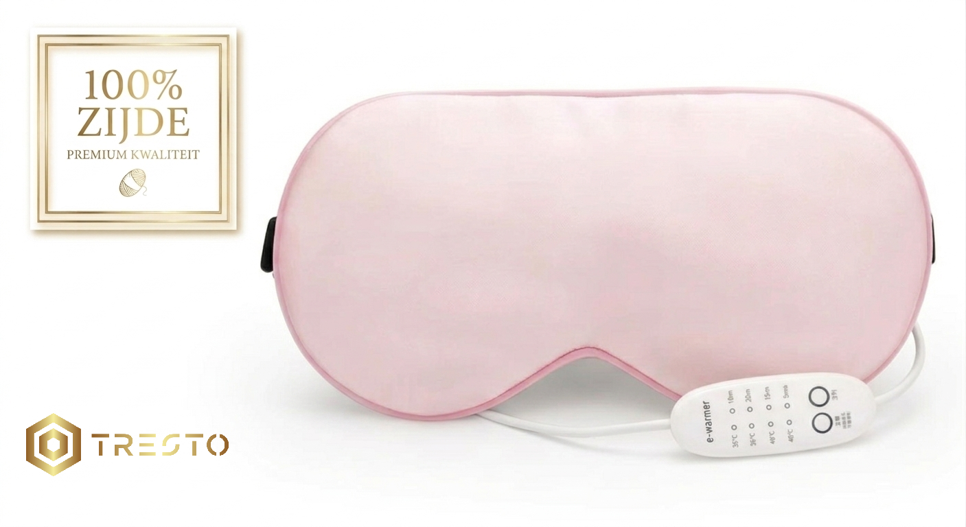 TRESTO Verwarmd Oogmasker – 100% Zijde | 4 Warmtestanden – Roze